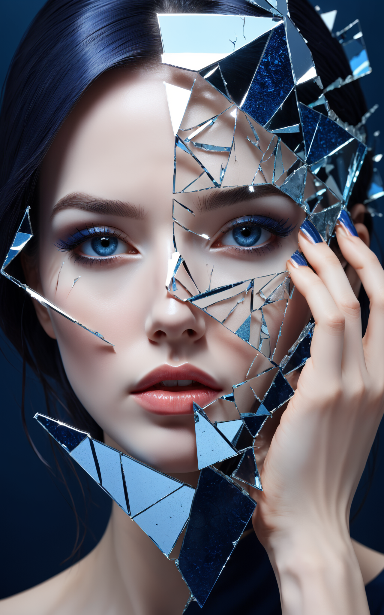 03404-3683783003-woman with a broken glass covering her face, stunning cgsociety, cracked mirror, beauty woman with detailed faces, shards, Navy.png